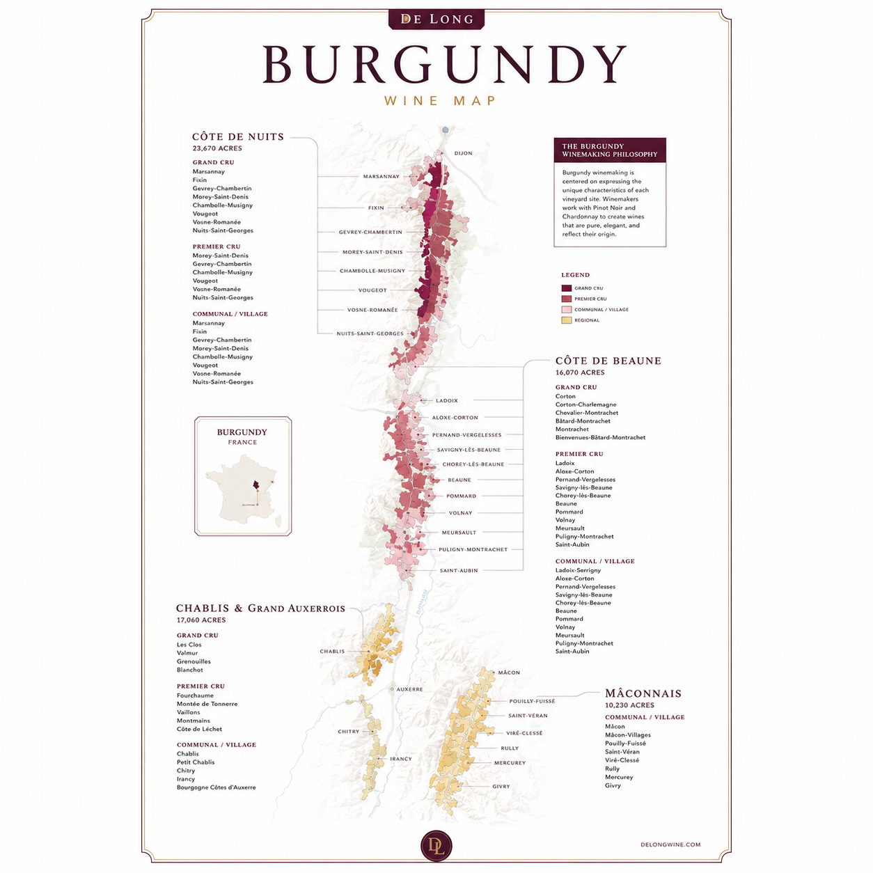 Burgundy Wine Map