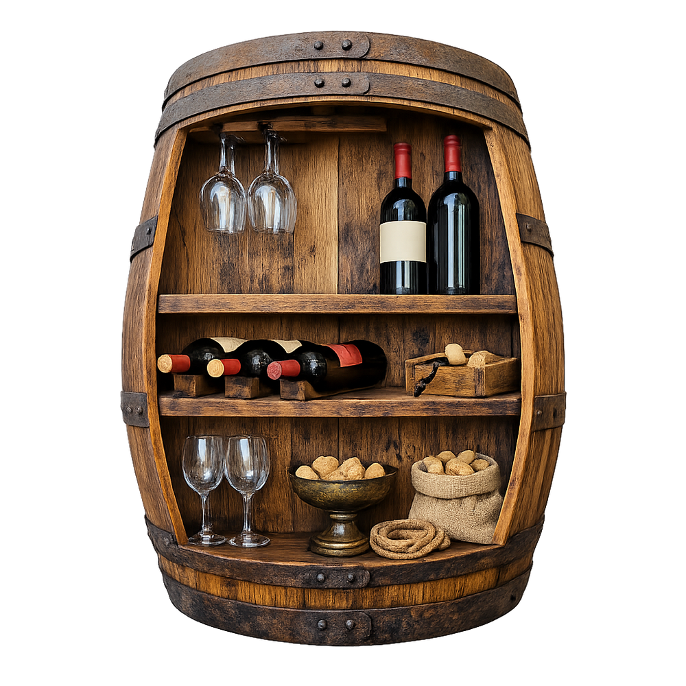 Rustic Wine Barrel Shelf