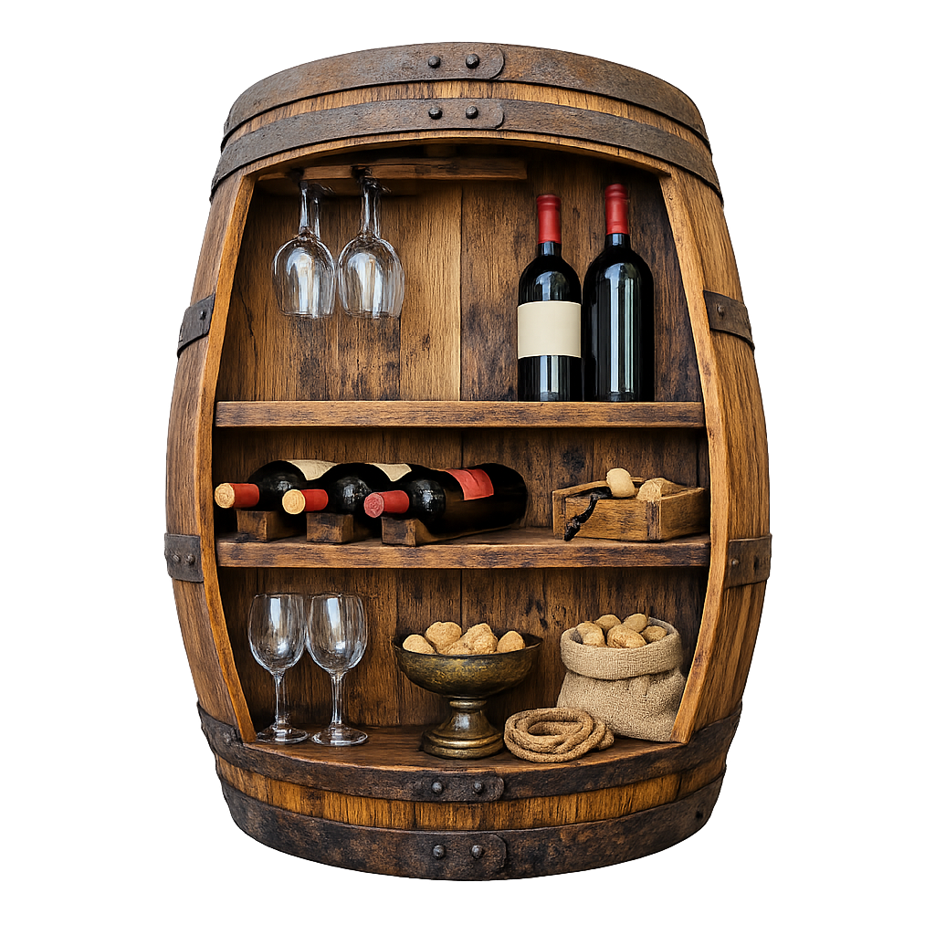 Rustic Wine Barrel Shelf