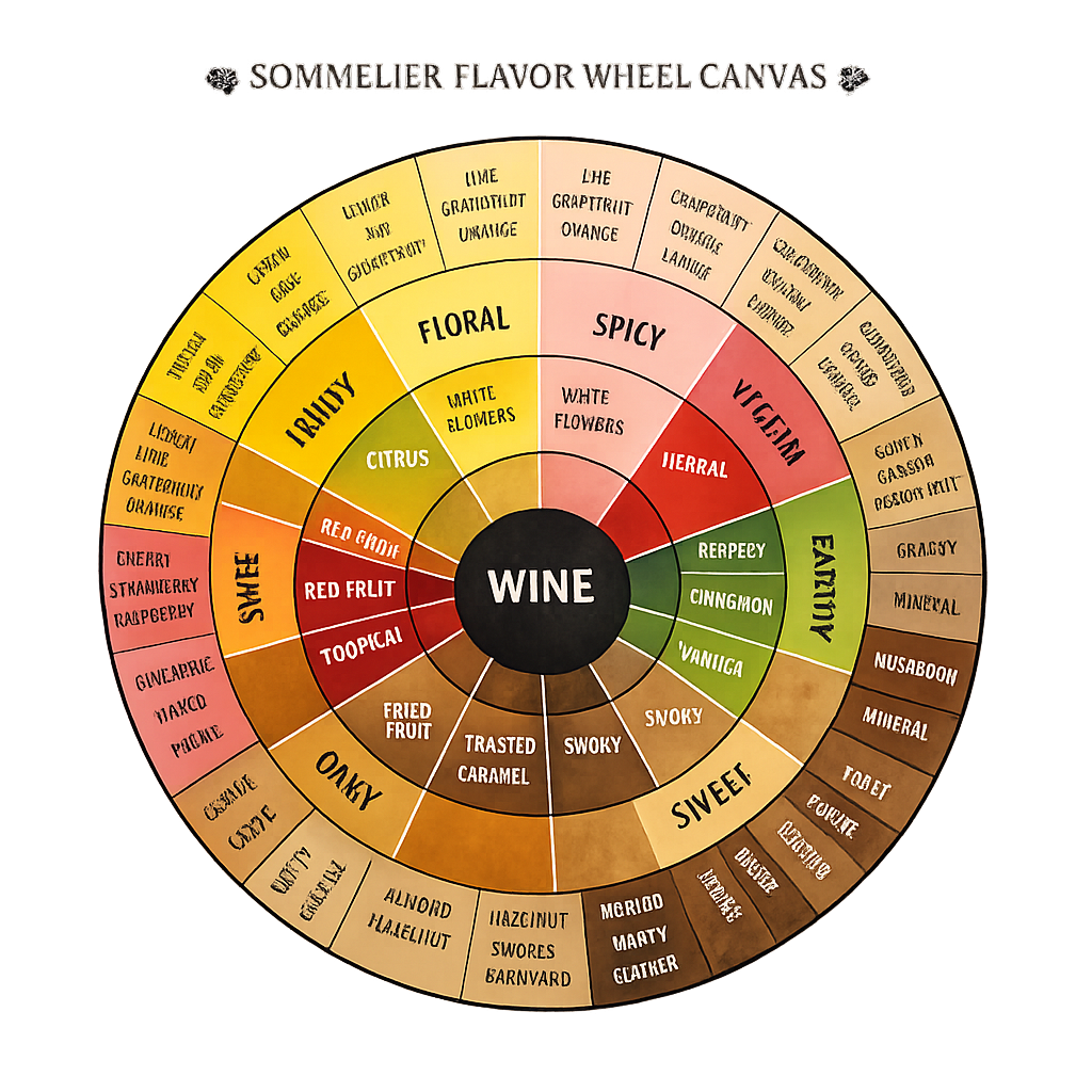 Sommelier Flavor Wheel Canvas