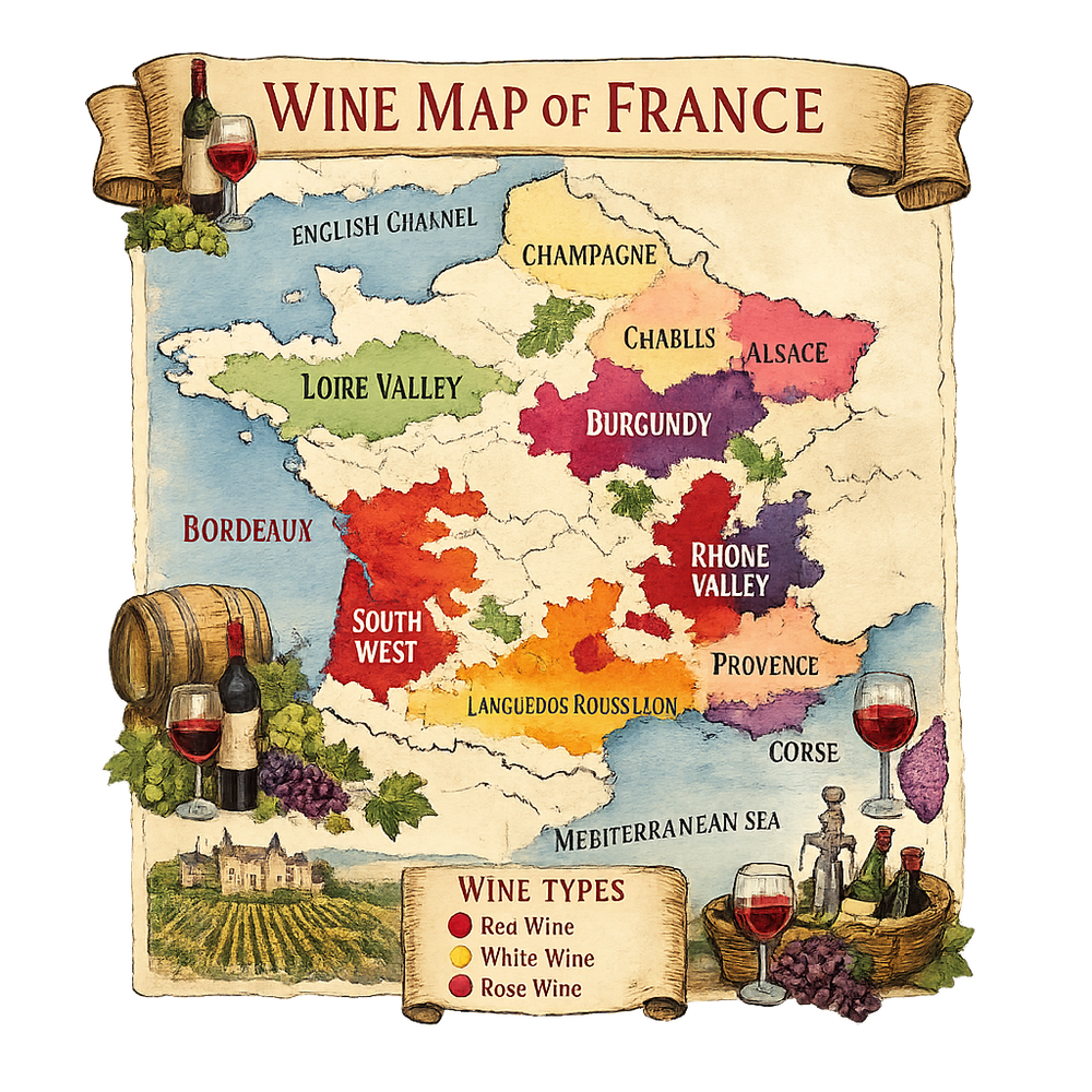 Wine Map of France Poster