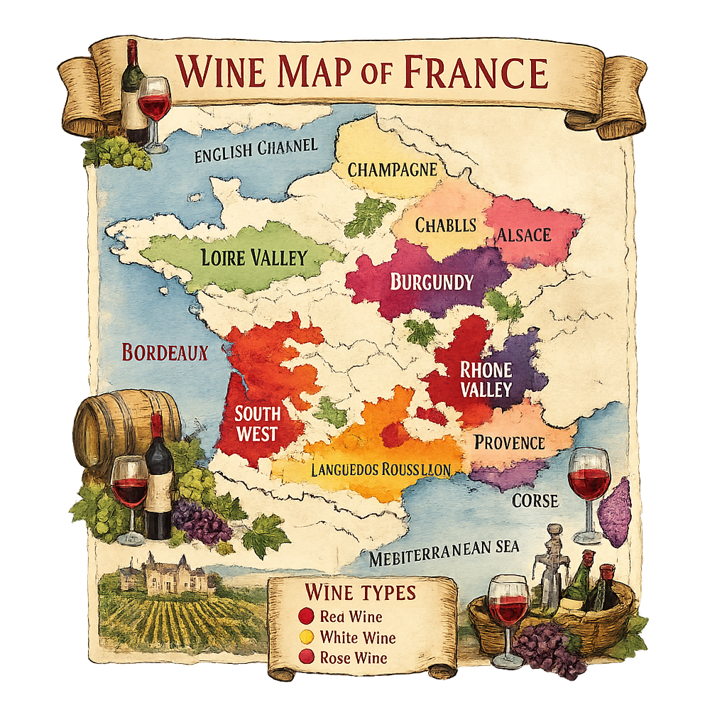 Wine Map of France Poster