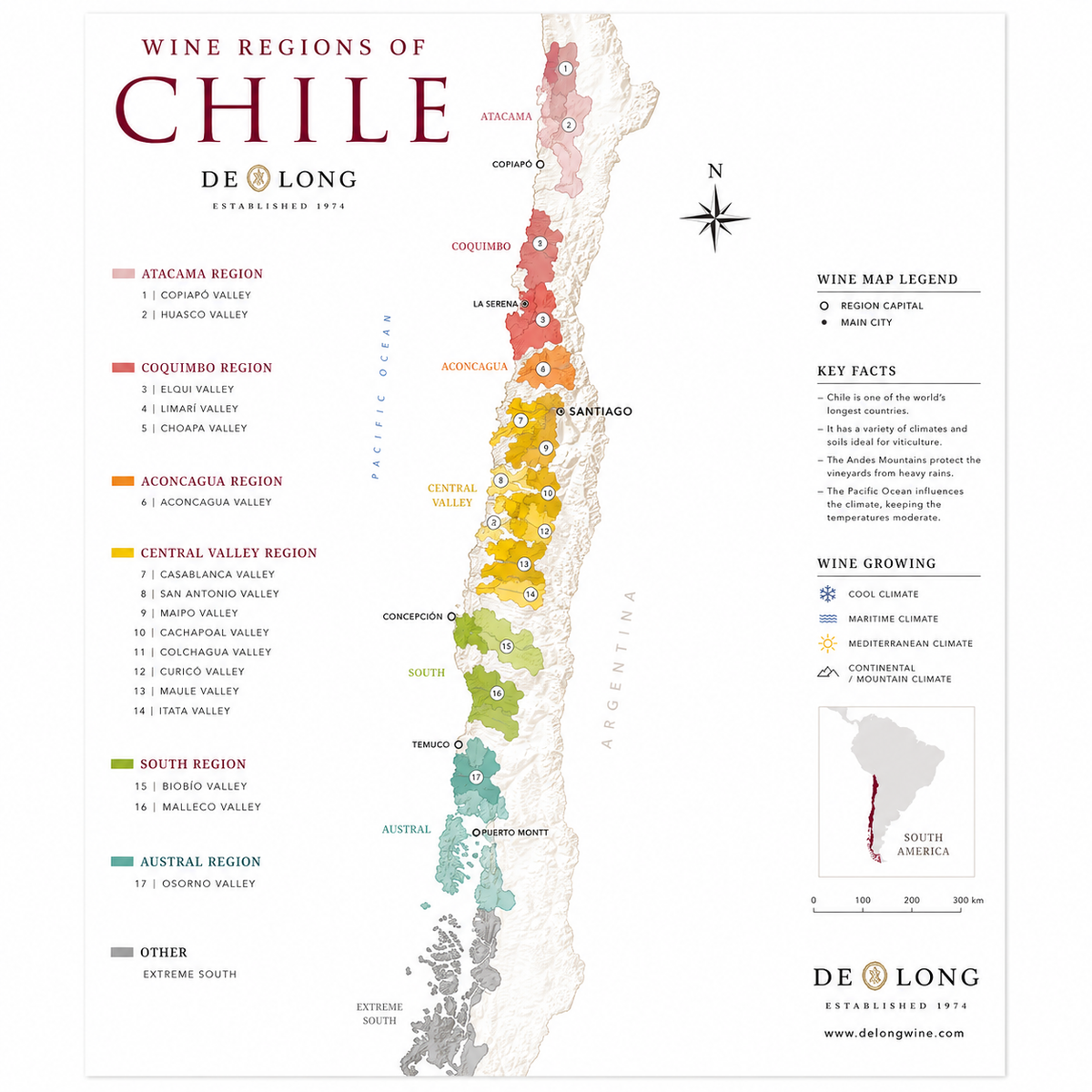 Wine Regions of Chile Map